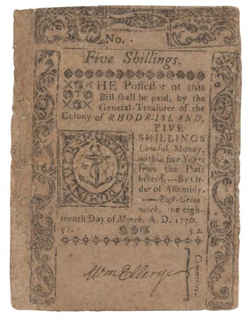 Lot #243 William Ellery Signed Currency