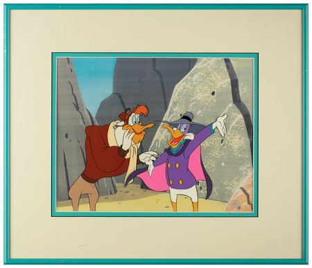 Lot #751 Darkwing Duck and Launchpad McQuack production cel from Darkwing Duck Production Cel - Image 1