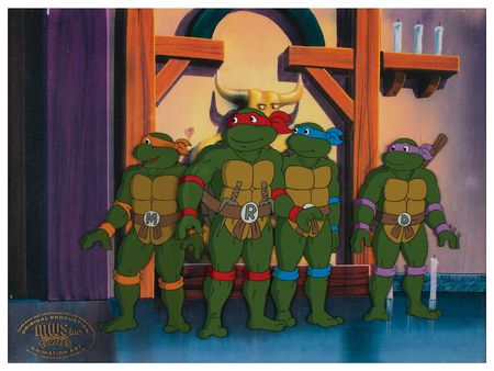 Lot #777 Leonardo, Raphael, Donatello, and Michelangelo production cels from a Teenage Mutant Ninja Turtles cartoon Production Cels - Image 2