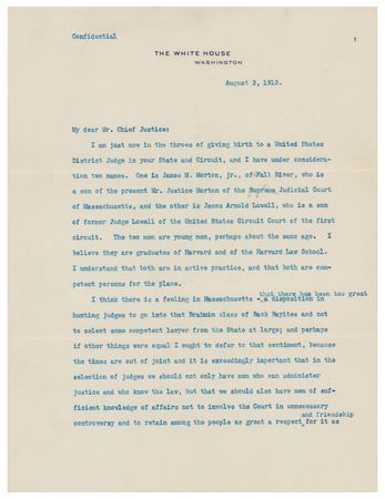 Lot #51 William H. Taft Typed Letter Signed as President - Image 1