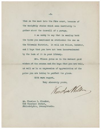 Lot #232 Woodrow Wilson Typed Letter Signed as President - Image 2