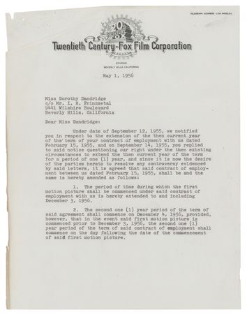 Lot #974 Dorothy Dandridge Document Signed - Image 1