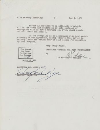 Lot #974 Dorothy Dandridge Document Signed - Image 2