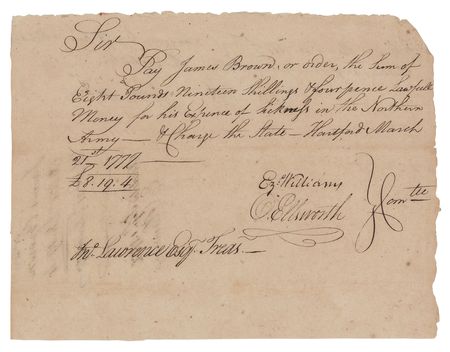 Lot #375 Oliver Ellsworth Document Signed