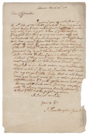 Lot #402 Jedediah Huntington Autograph Letter