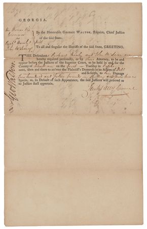 Lot #489 George Walton Document Signed