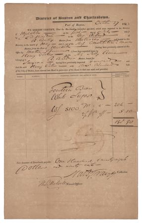 Lot #440 Thomas Melvill Document Signed