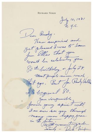 Lot #180 Richard Nixon: Nixon offers a birthday