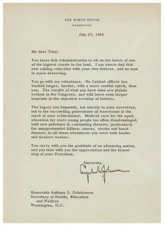 Lot #160 Lyndon B. Johnson Typed Letter Signed as