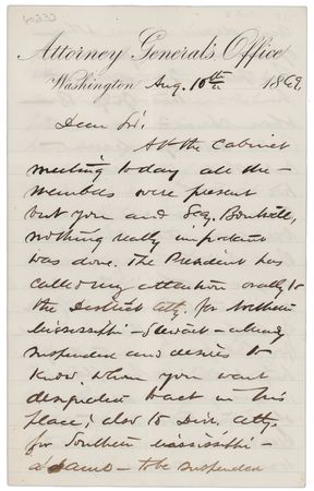 Lot #43 U. S. Grant: Walbridge A. Field: Acting Attorney General W. A. Field offers a rare first-hand glimpse into President Grant's cabinet meetings - Image 2