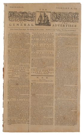 Lot #586 The Pennsylvania Packet or the General Advertiser (February 18 and 20, 1779) - Image 1
