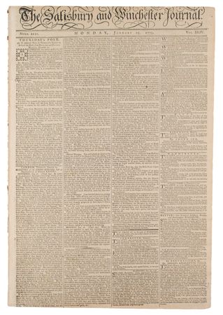 Lot #604 The Salisbury and Winchester Journal (January 25, 1779) - Image 1