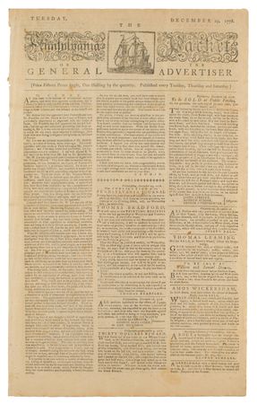 Lot #585 The Pennsylvania Packet or the General Advertiser (December 29, 1778) - Image 1