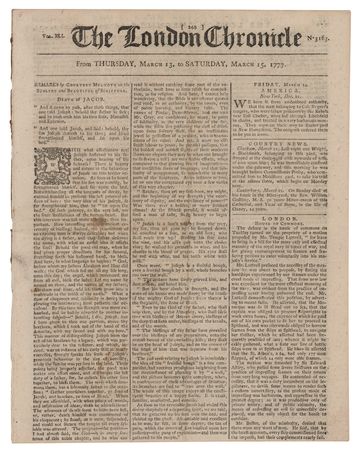 Lot #562 The London Chronicle (March 13-15, 1777):