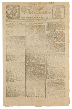 Lot #547 The Essex Journal and New-Hampshire