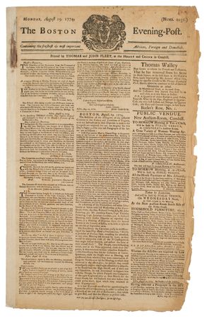 Lot #523 The Boston Evening-Post (August 29,