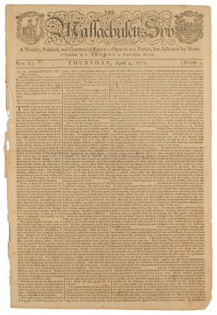 Lot #567 The Massachusetts Spy, A Weekly,
