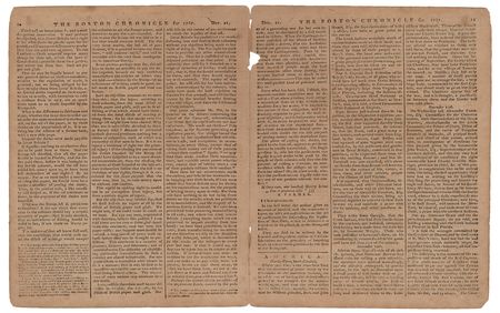 Lot #522 The Boston Chronicle (December 21, 1767): First issue of an important colonial newspaper, with John Dickinson?s important dissertation against the Stamp Act and reports on the slave trade in Florida - Image 3