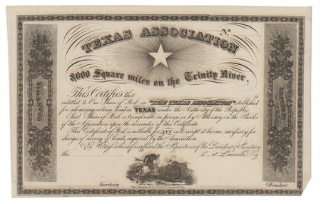 Lot #482 Texas Association Certificate Document