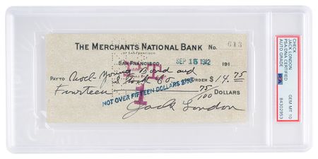 Lot #819 Jack London Signed Check