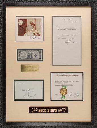Lot #61 Harry S. Truman Signed Currency and Photograph - Image 1