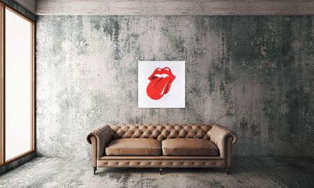 Lot #856 Rolling Stones: John Pasche: Huge original painting of the Stones' iconic logo, rendered by its designer - Image 3