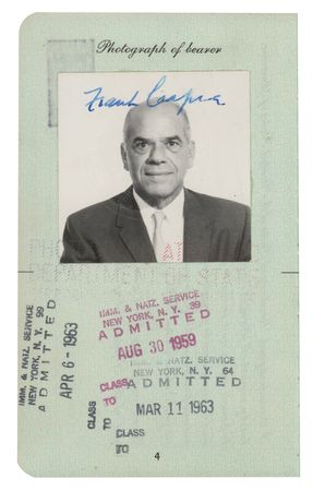 Lot #967 Frank Capra: The personal passport of Frank Capra?