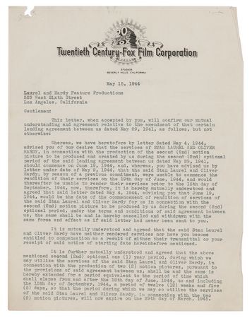 Lot #948 Laurel and Hardy Document Signed - Image 2