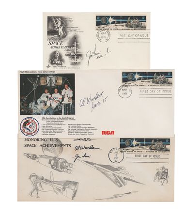 Lot #699 Al Worden's Lot of (3) Covers Signed by Apollo 15 Astronauts Group Lot - Image 1