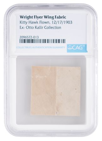 Lot #617 1903 Wright Flyer Flown Wing Fabric: Wing fabric from man's first flight?a piece of the original Wright Flyer - Image 2