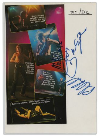 Lot #880 AC/DC Signatures with Bon Scott