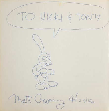 Lot #757 Matt Groening Signed Book with Sketch - Image 1