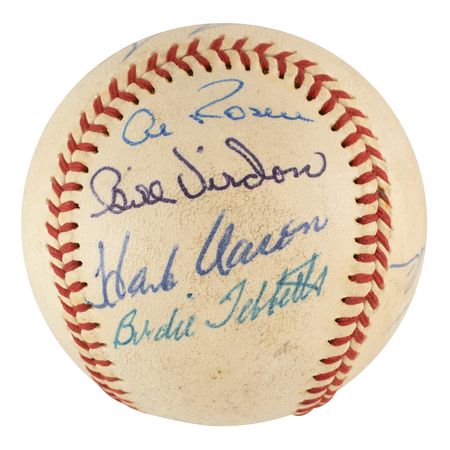 Lot #1039 Hank Aaron and Early Wynn Signed Baseball - Image 3