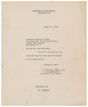 Lot #73 Richard Nixon 1960 US Capitol Flown Flag - Image 2
