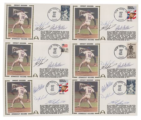 Lot #1076 Bob Feller, Herb Score, and Dwight Gooden (6) Signed Gateway Covers - Image 1