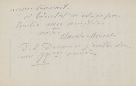 Lot #718 Claude Monet: Monet writes from Giverny to his loyal friend Gustave Geffroy: 