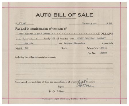 Lot #618 William. E. Boeing Document Signed