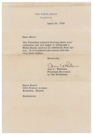 Lot #115 Dwight D. Eisenhower Signed White House Card as President - Image 2