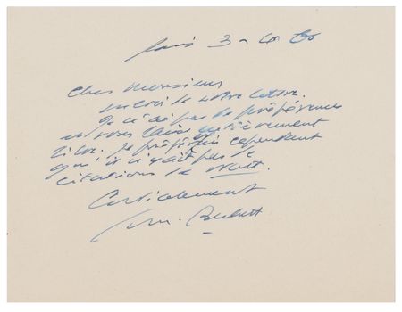 Lot #797 Samuel Beckett Autograph Letter Signed - Image 1