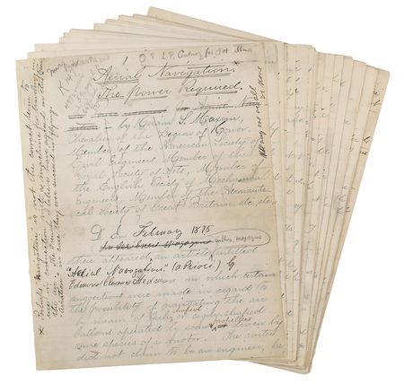 Lot #307 Hiram Maxim: Important early powered flight manuscript: 
