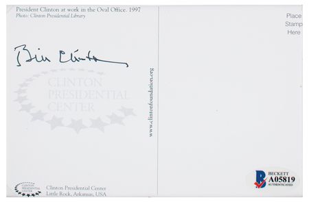 Lot #107 Bill Clinton Signed Postcard - Image 2