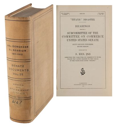 Lot #323 Titanic Disaster Senate Hearings Book