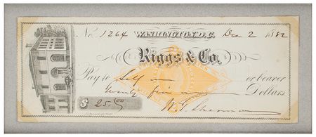 Lot #608 William T. Sherman Signed Check - Image 2