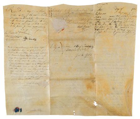 Lot #245 Benjamin Franklin: Francis Hopkinson and Charles Thomson Document Signed: 1763 deed for a land purchase by Benjamin Franklin, signed by patriot leaders Francis Hopkinson and Charles Thomson - Image 2