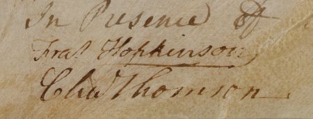Lot #245 Benjamin Franklin: Francis Hopkinson and Charles Thomson Document Signed: 1763 deed for a land purchase by Benjamin Franklin, signed by patriot leaders Francis Hopkinson and Charles Thomson - Image 4