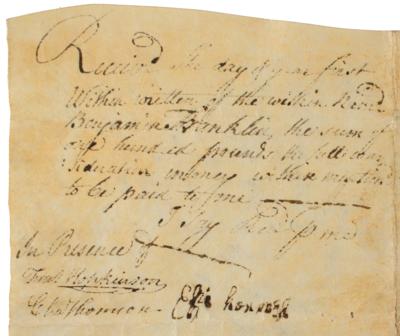 Lot #245 Benjamin Franklin: Francis Hopkinson and Charles Thomson Document Signed: 1763 deed for a land purchase by Benjamin Franklin, signed by patriot leaders Francis Hopkinson and Charles Thomson - Image 5