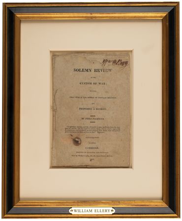 Lot #373 William Ellery Signed Booklet: 'Solemn Review of the Custom of War' - Image 2