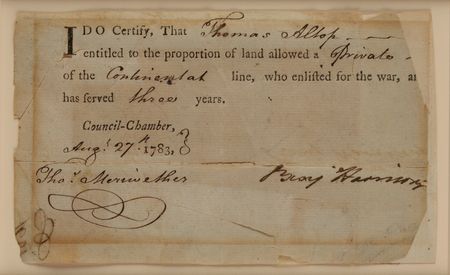 Lot #392 Benjamin Harrison: Harrison approves a land grant to a 