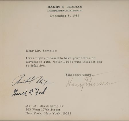 Lot #225 Harry S. Truman, Richard Nixon, and Gerald Ford Typed Letter Signed - Image 1