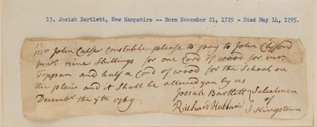 Lot #339 Josiah Bartlett Autograph Document Signed - Image 1